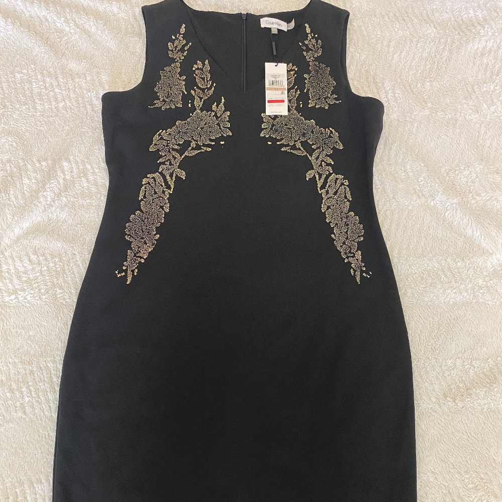CK Womens Black Embellished Dress Size 12